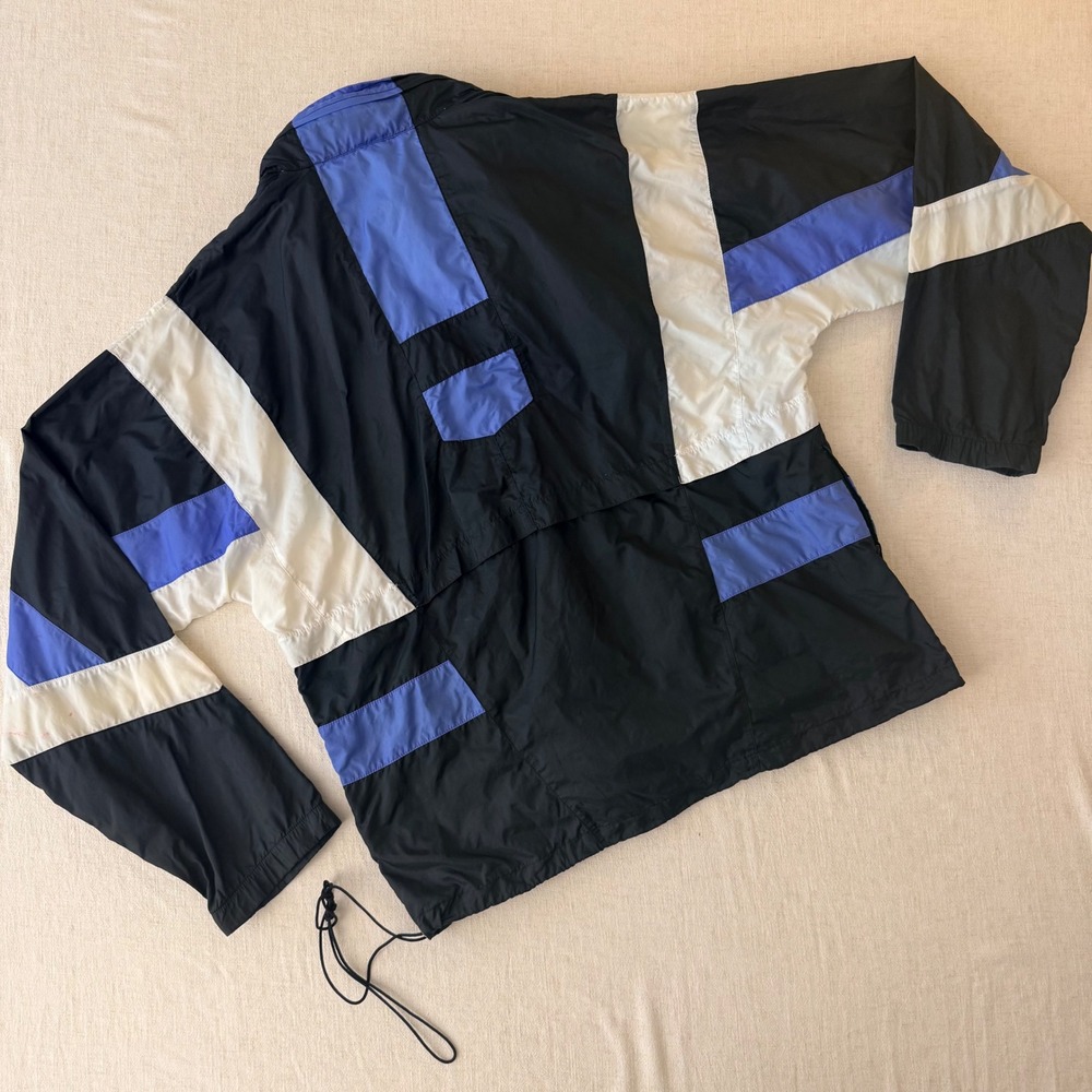 Vintage Nike Windbreaker Jacket Mens Medium Black Blue Colorblock 90s Sportswear - Picture 2 of 9
